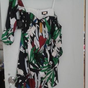 Printed off shoulder dress